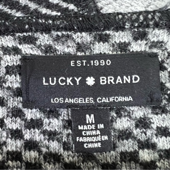 Lucky Brand Long Draped Open Front Waterfall Color Block Cardigan M - Picture 10 of 15